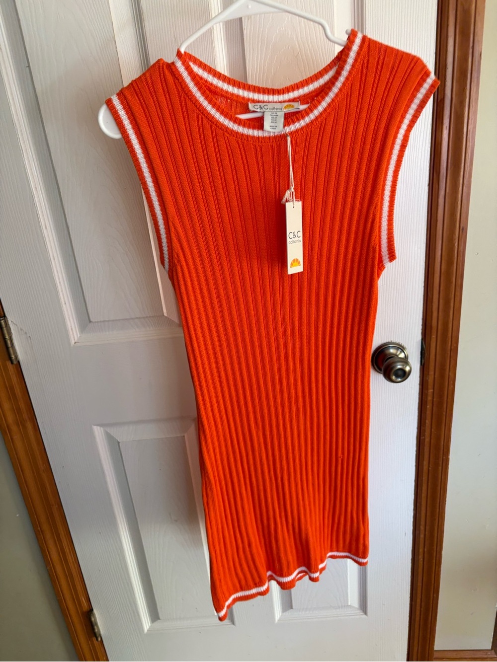 C&C California Orange Ribbed Knit Midi Dress NWT Size M
